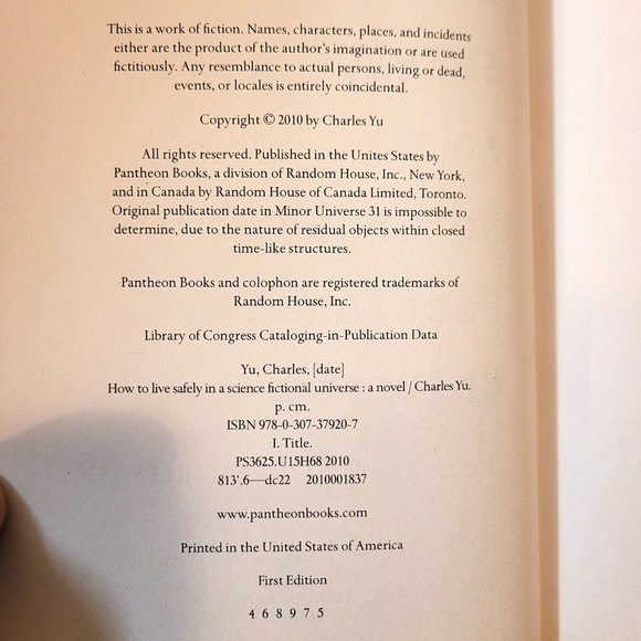 How to Live Safely in a Science Fictional Universe: A Novel, by Charles Yu, EUC - Picture 9 of 9